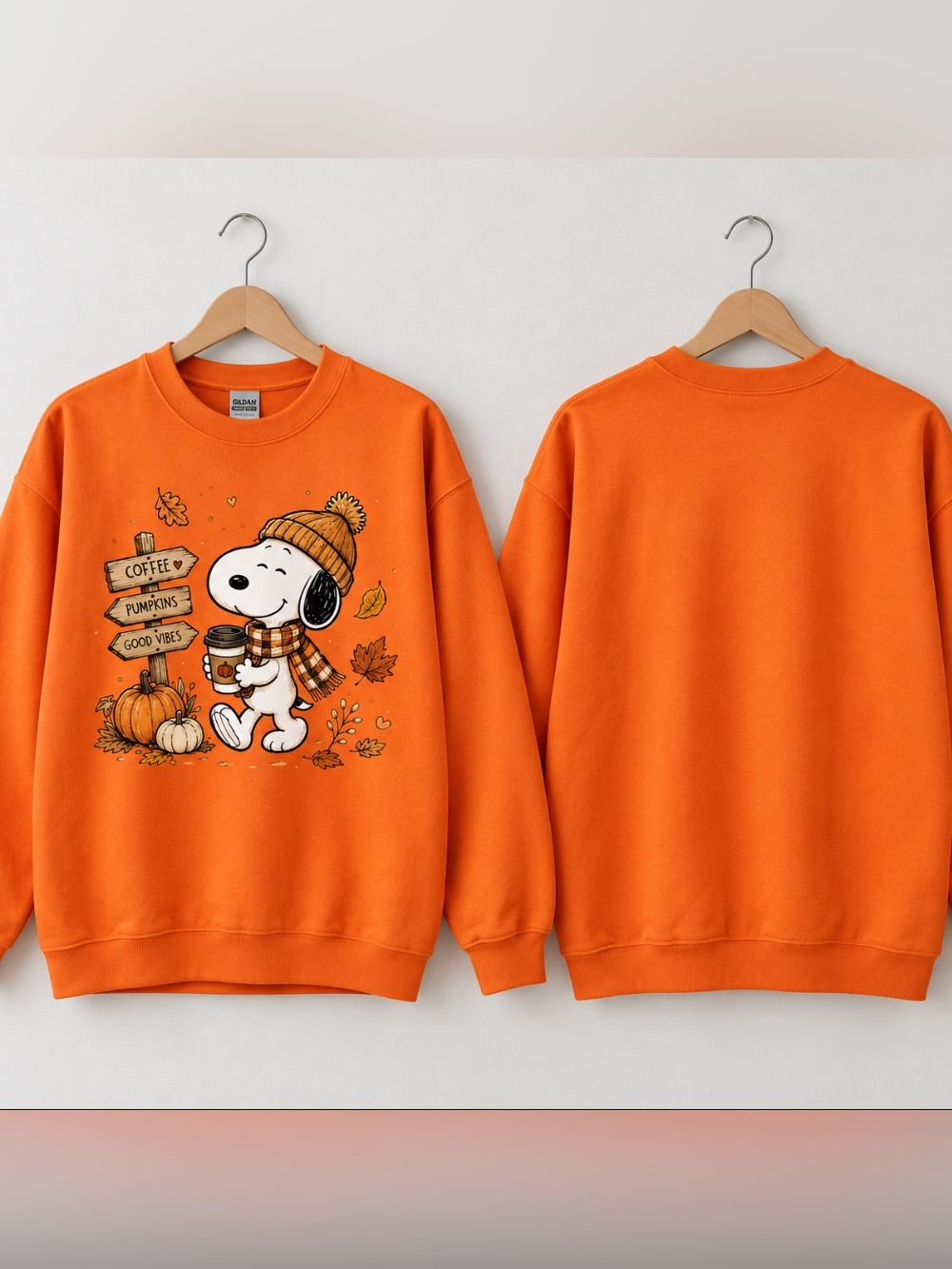Peanuts Snoopy Coffee Pumpkins Good Vibes Autumn Scarf Beanie Sweatshirt